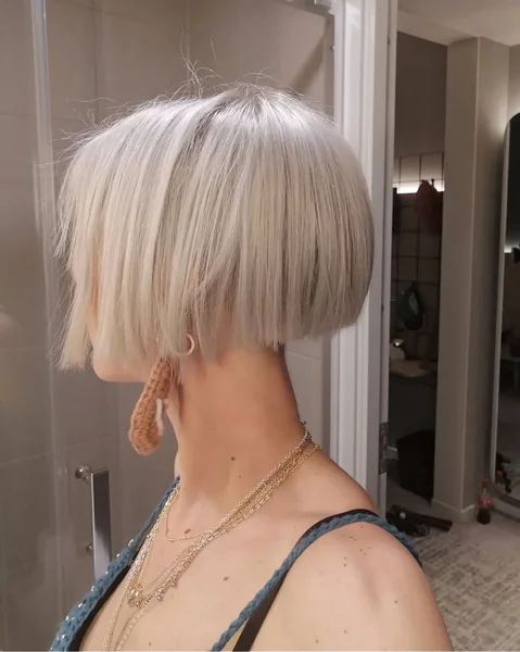 Razor-Sharp Platinum Bob with Undercut Nape