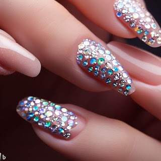 Rhinestone nail art design Rhinestone nail art design