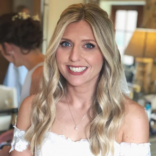 Romantic Long Blonde Waves Half Updo