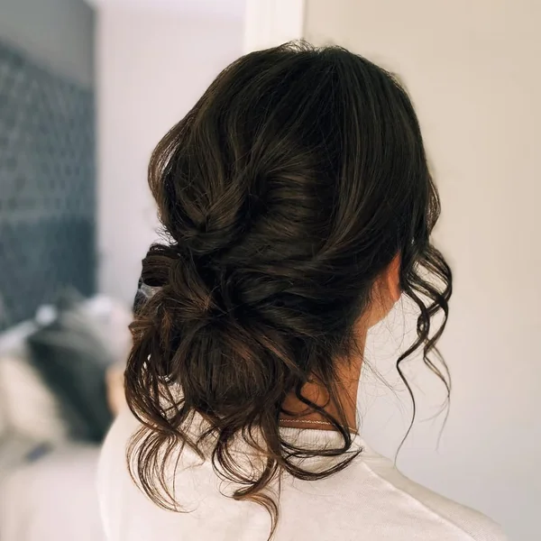 Romantic Low Updo for Medium Length Hair