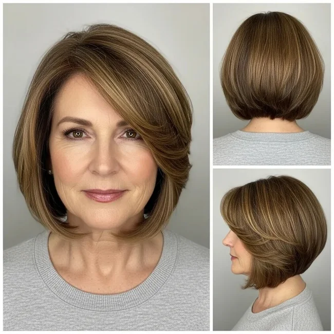Rounded Brown Bob Haircut