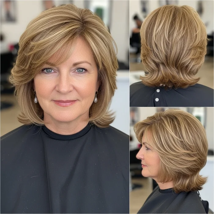 Rounded Layered Wedge for Hairstyle