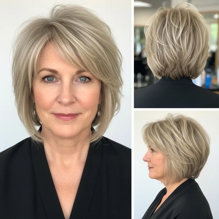 Shaggy Choppy Bob For Fine Hair Over 50