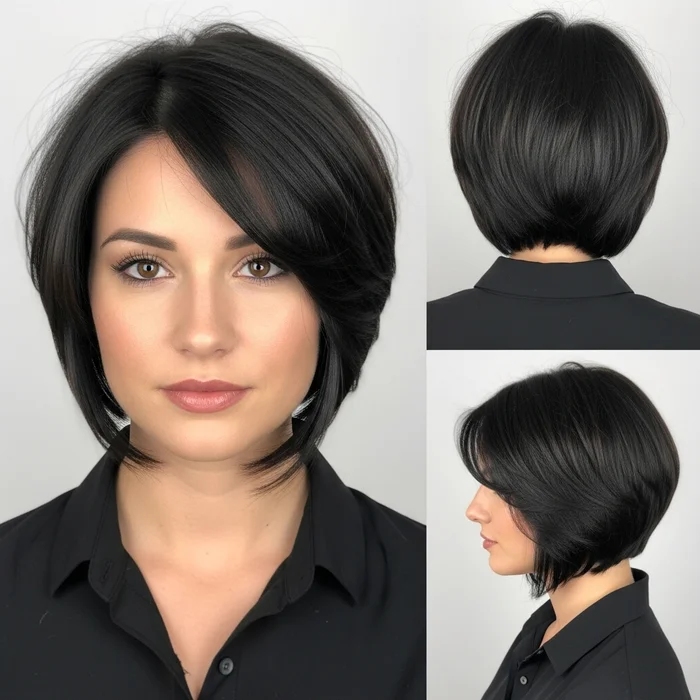 Short Angled Bob For Thick Hair