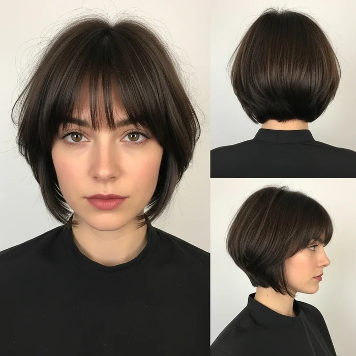 Short Angled Bob With Bangs