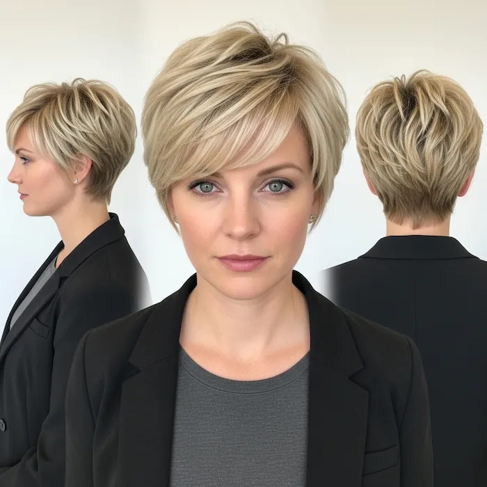 Short Blonde Piecey Textured Pixie