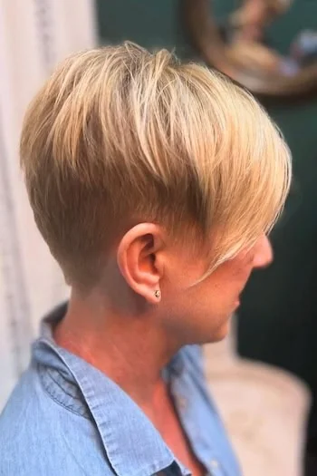 Short Blonde Pixie with Long Side Sweep