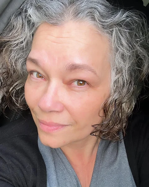 Short Curly Blend with Natural Gray and Brunette