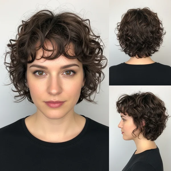 Short Curly Haircut Big Forehead