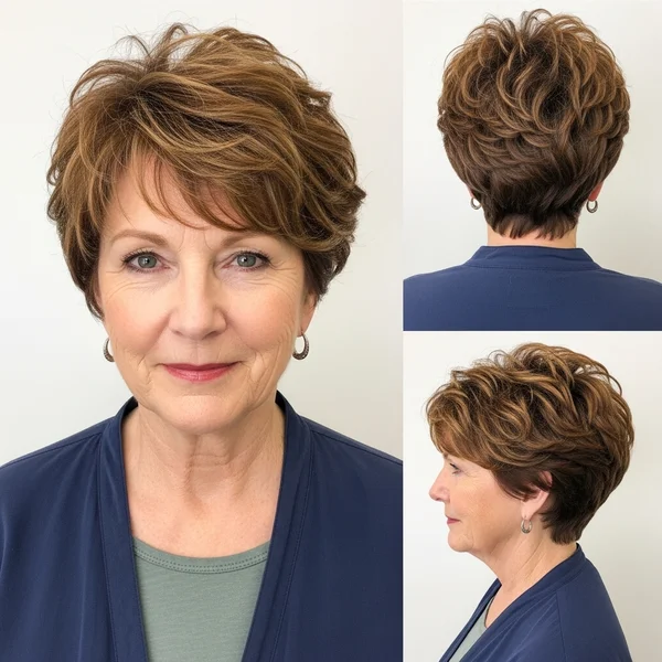 Short Curly Pixie For Older Women