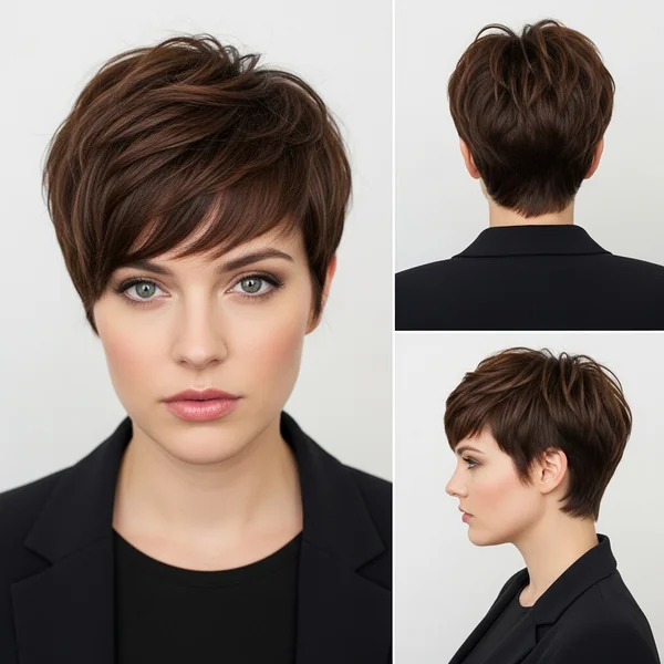 Short Edgy Hairstyle Women Round Face