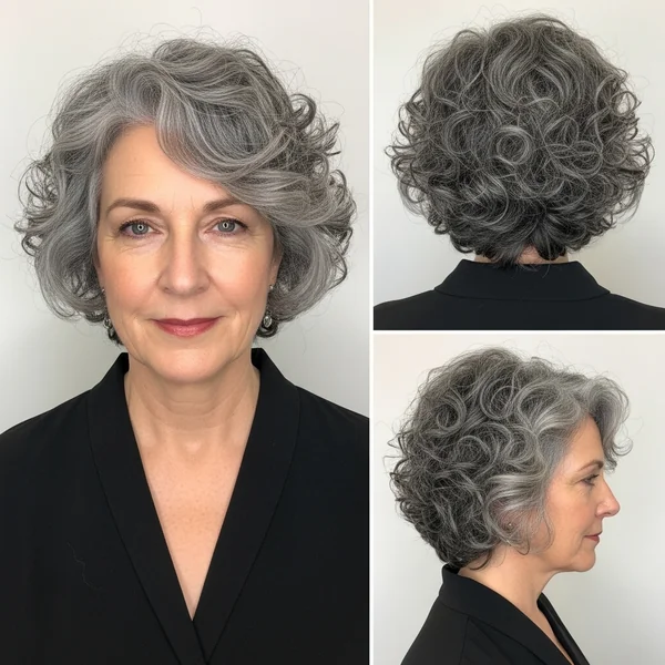 Short Gray Hairstyles Over 60 Curly