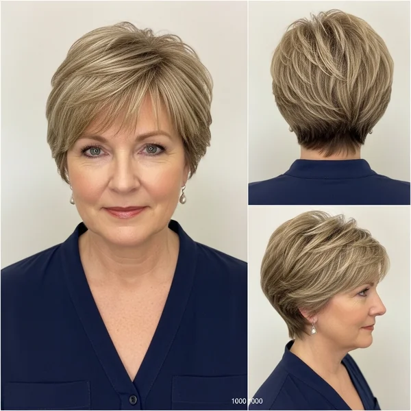 Short Hairstyle Women Round Face Over 50