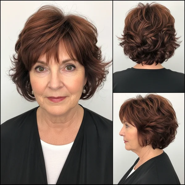 Short Layered Curly Hair With Bangs