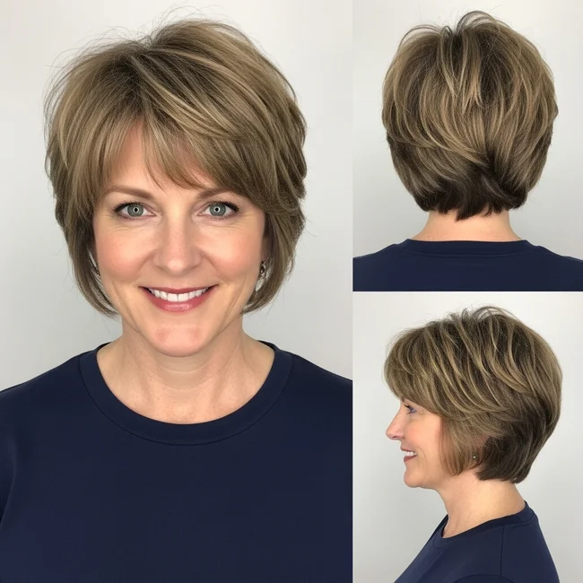 Short Layered Shag Haircut For Thick Hair Over 50