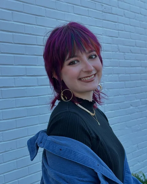 Short Mullet Shag with Vibrant Purple Color
