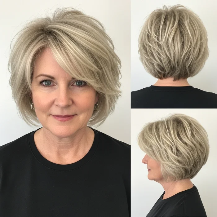 Short Textured Blonde Beach Waves with Layers