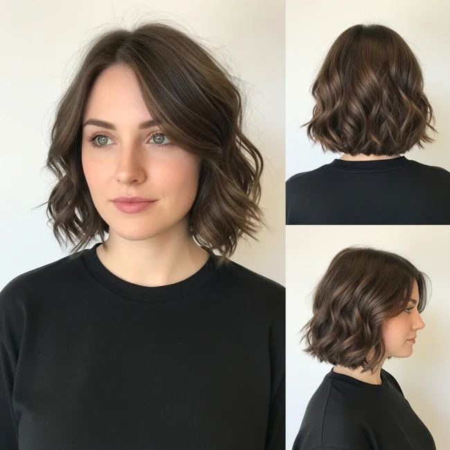 Short Wavy Haircut For Round Faces