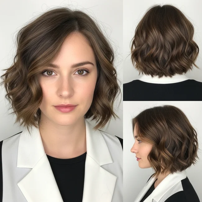 Short Wavy Haircut For Thick Hair Oval Face