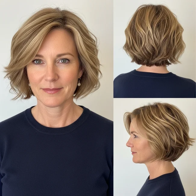 Short Wavy Hairstyle For Women Over 40