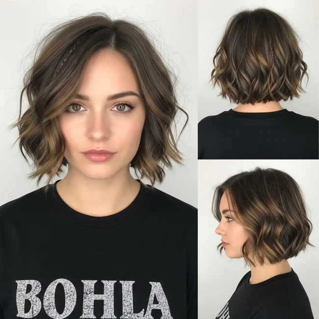 Short Wavy Hairstyle With Braids