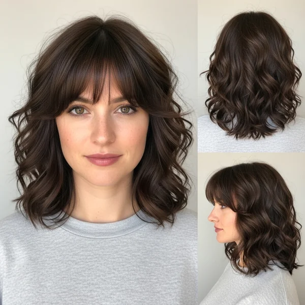 Shoulder Curly Hairstyles With Bangs