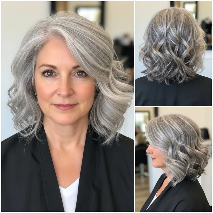 Shoulder-Length Silver Curls