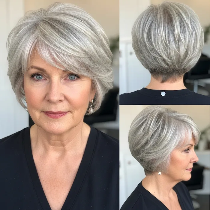Silver Blonde Layered Pixie