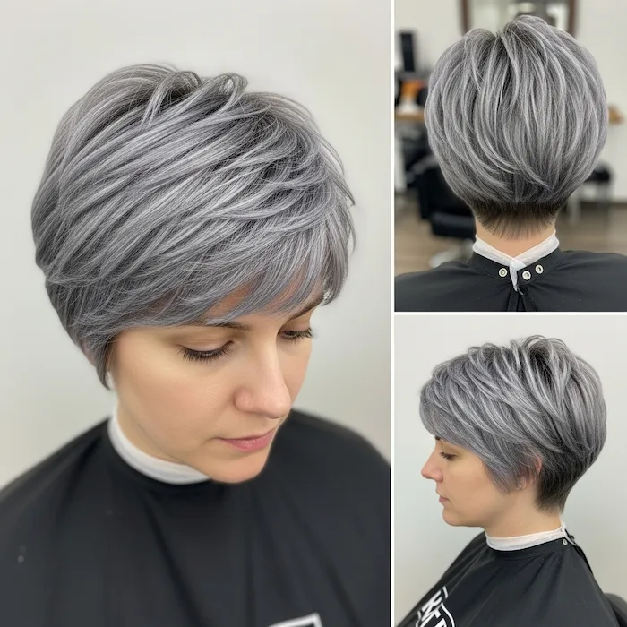 Silver Layered Tapered Pixie