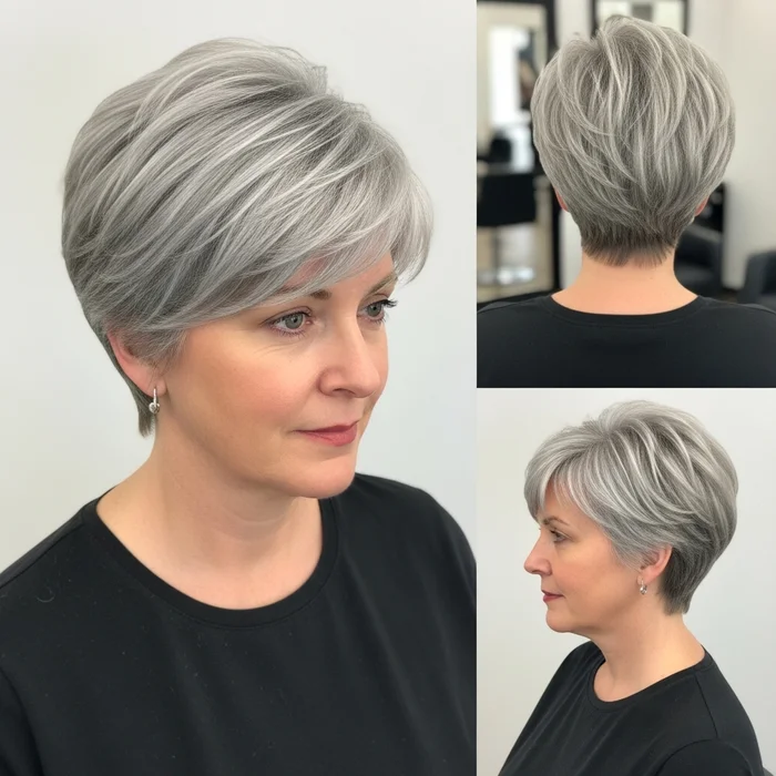 Silver Platinum Tapered Pixie for Fine Hair
