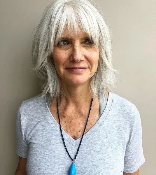 Silver Shag for Fine Hair Over 50