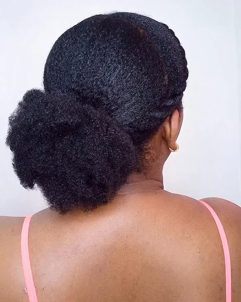 Simple Low Puff Updo on Natural Hair