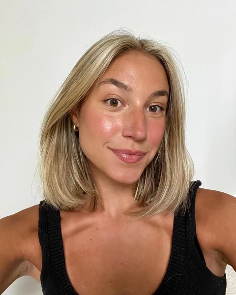 Sleek Blonde Lob for medium length
