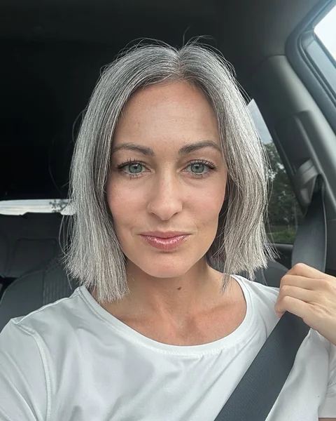 Sleek Silver Bob with Blunt Ends