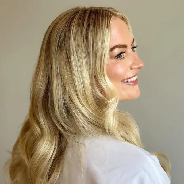 Soft Blonde Waves with Luminous Shine