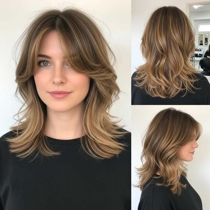 Soft Layered Waves With Side-Swept Bangs