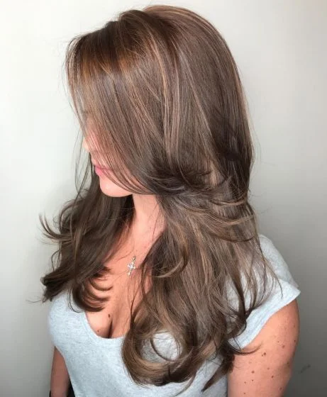 Soft Mocha Layers with Subtle Face-Framing Volume