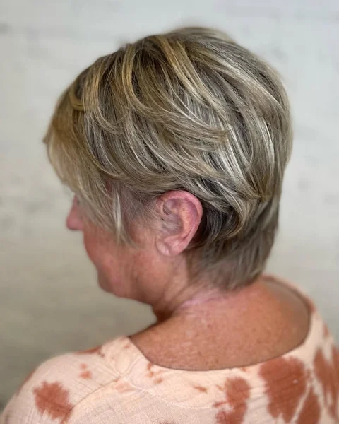 Softly Feathered Short Cut with Natural Crown Volume