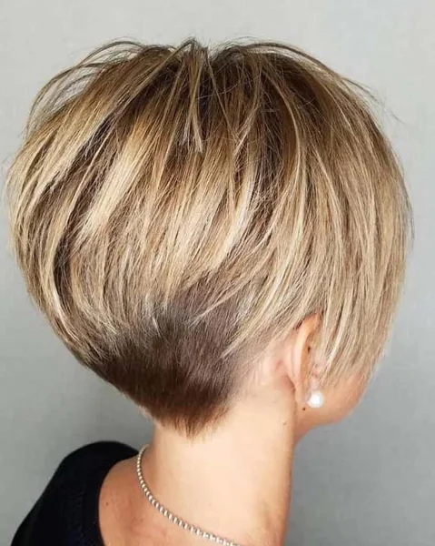 Stacked Blonde Pixie with Textured Volume and Undercut