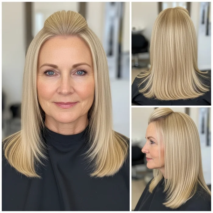 Straight Blonde Hair With Center Part