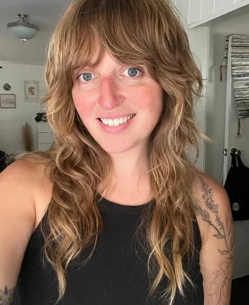 Sun-Kissed Natural Long Shag with Textured Fringe