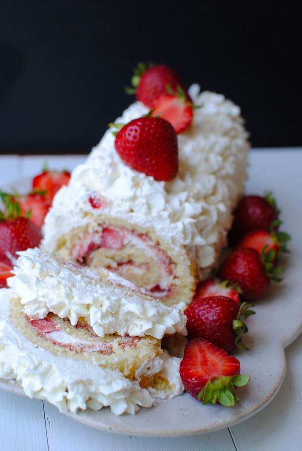 Swiss Roll Cake with Strawberries and Cream - Let's Eat Cake