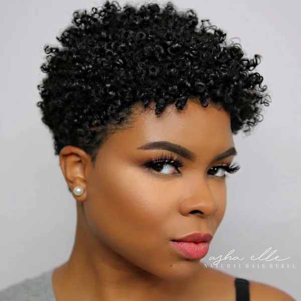 Tapered Natural Curls Voluminous Coils with Shaved Sides