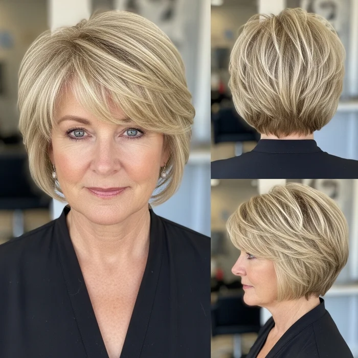 Textured Blonde Graduated Bob