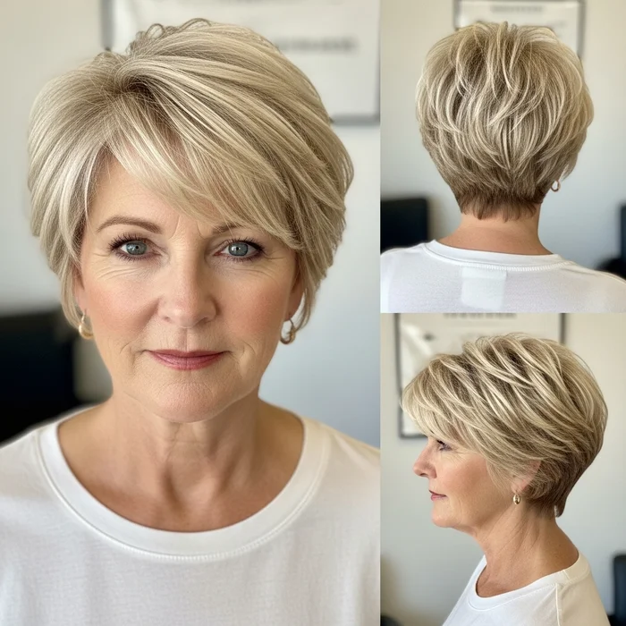 Textured Blonde Pixie for Women Over 50