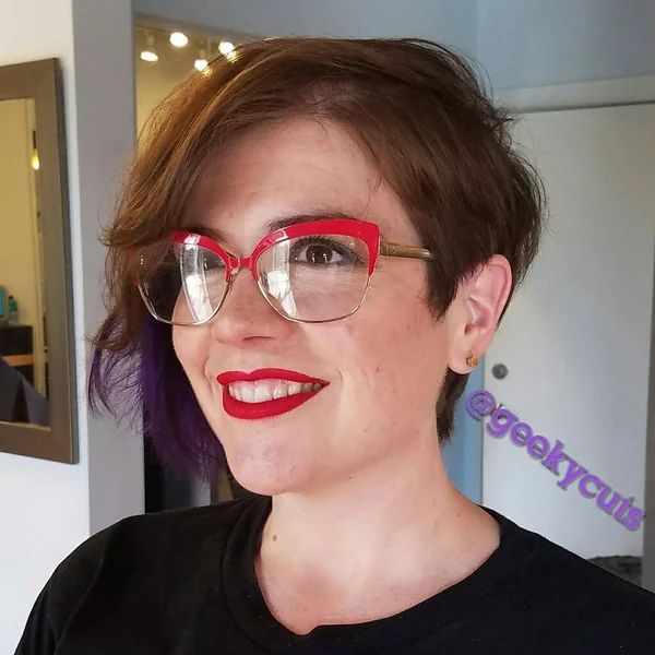Textured Brunette Pixie with Sweeping Fringe