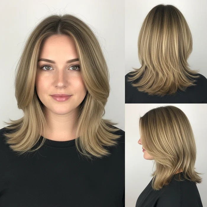 Textured Long Blunt Bob With soft  Face-Framing Layers
