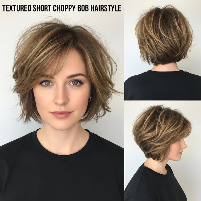 Textured Short Choppy Bob Hairstyle