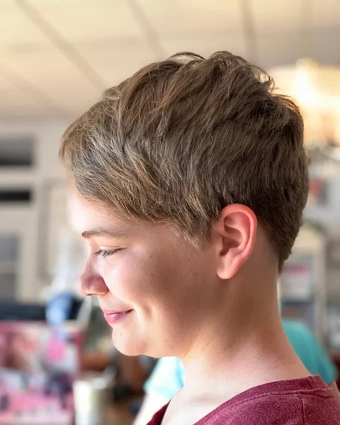 Textured Short Pixie with Voluminous Crown