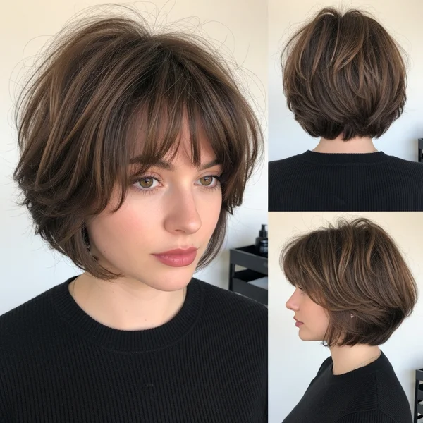 Textured Short Shaggy Bob Hairstyle